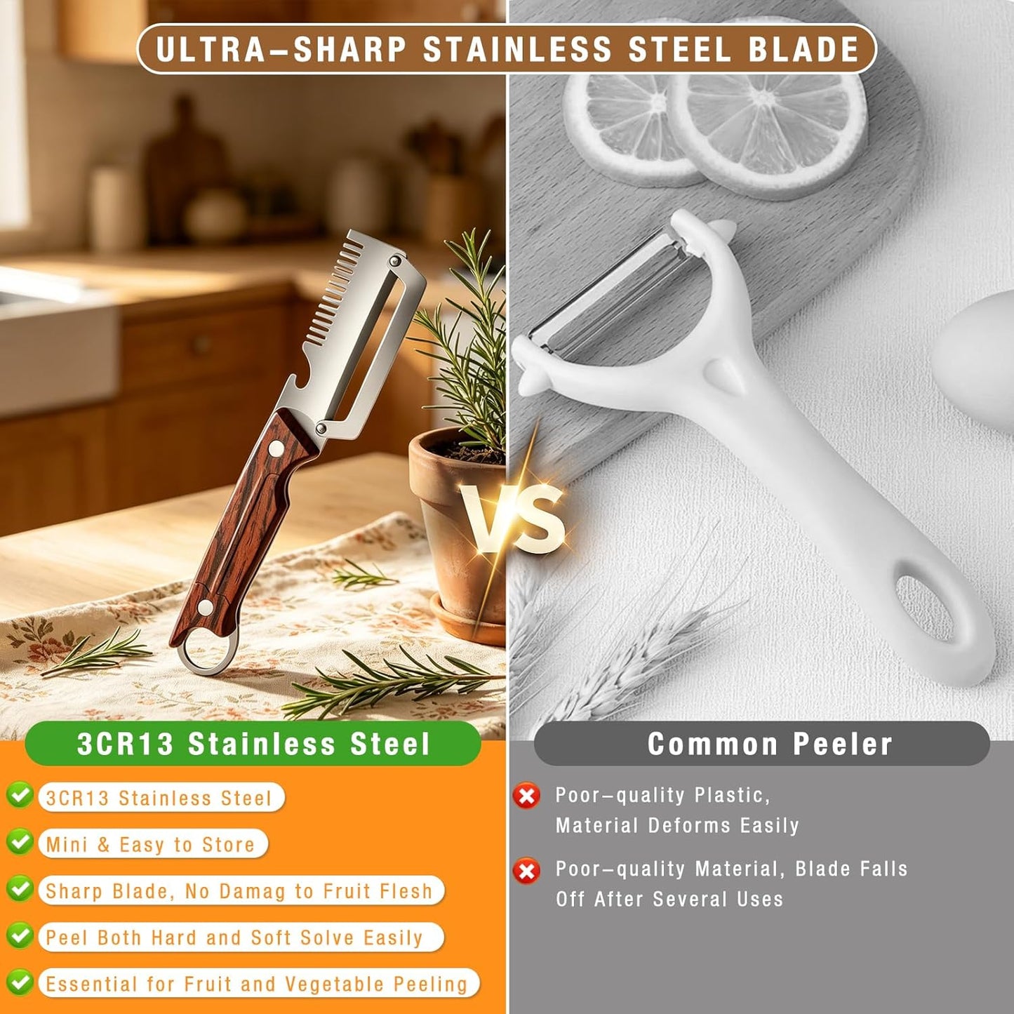 2 Pcs 3-in-1 Multifunctional Vegetable Peeler