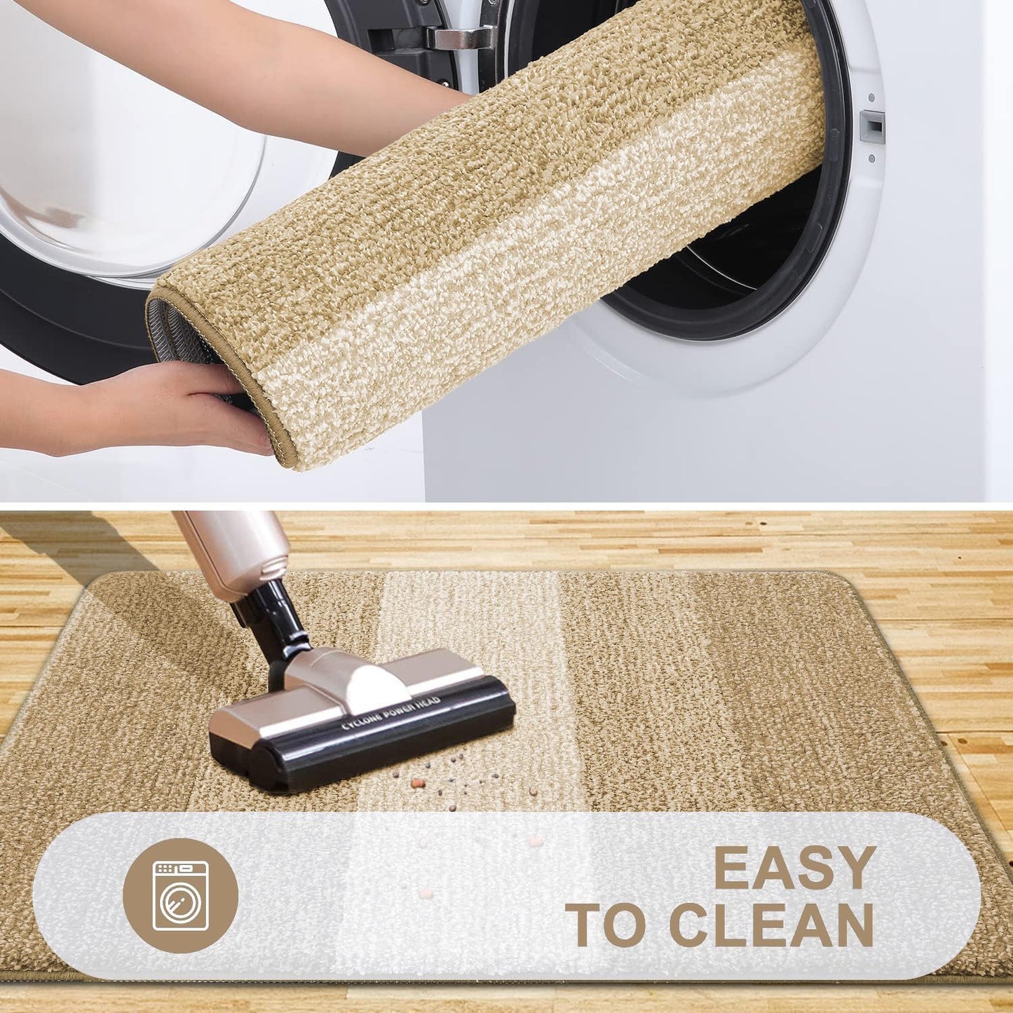 Grandaily Fußmatte für Innenbereich, 50 x 80 cm, rutschfest, Schmutzfänger, saugfähig, für die Haustür, waschbar, gestreift, für den Innenbereich, flach, Willkommensmatte, Eingangsmatte, Grau