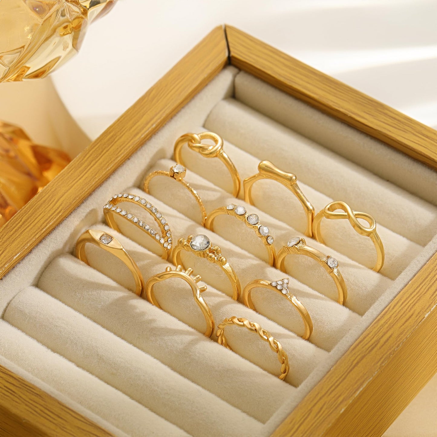 FAXHION 24-60 Pcs Gold Stackable Rings for Women, Knuckle Rings Chunky Gold Ring Set Dainty Stacking Cute Rings, Multiple Sizes Cute Jewelry Set Gift