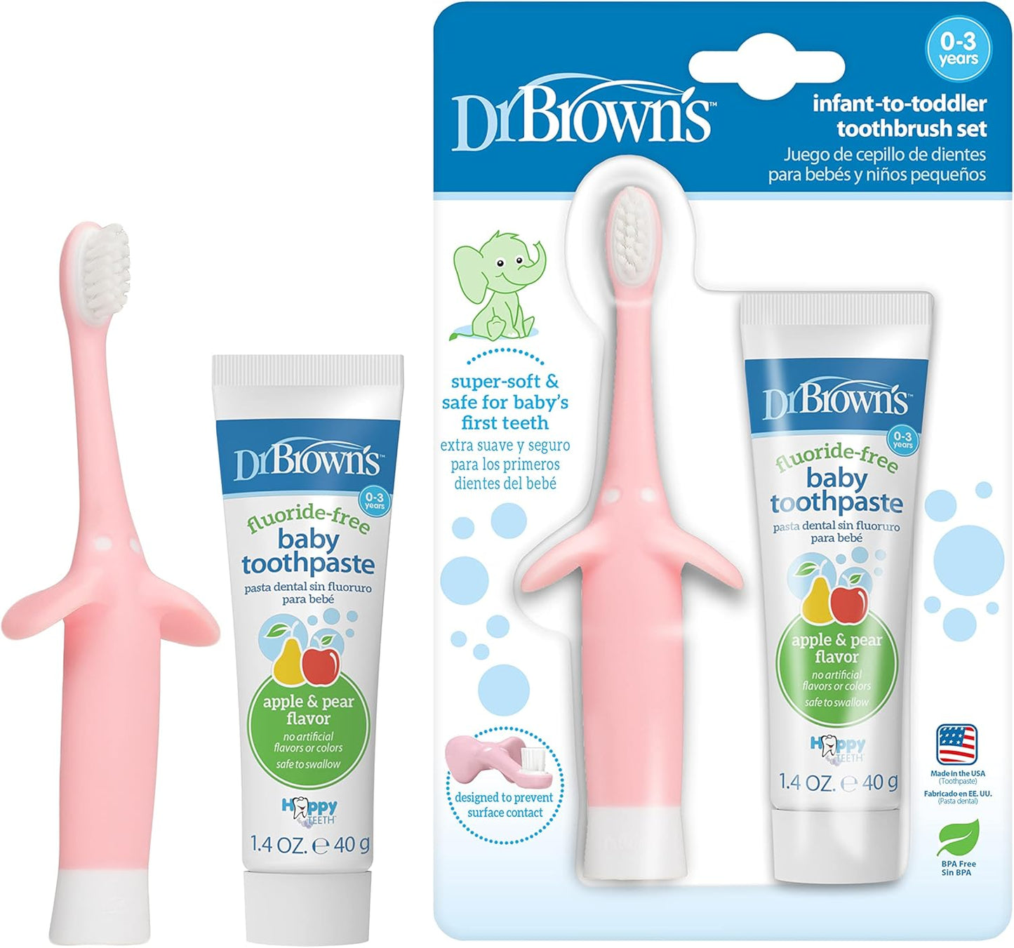 Dr.-Brown's-Trainingszahnbürste-für-Babys-und-Kleinkinder,-weich-für-die-ersten-Zähne,-Giraffe,-BPA-frei,-0-3-Jahre
