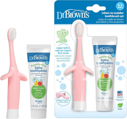 Dr.-Brown's-Trainingszahnbürste-für-Babys-und-Kleinkinder,-weich-für-die-ersten-Zähne,-Giraffe,-BPA-frei,-0-3-Jahre