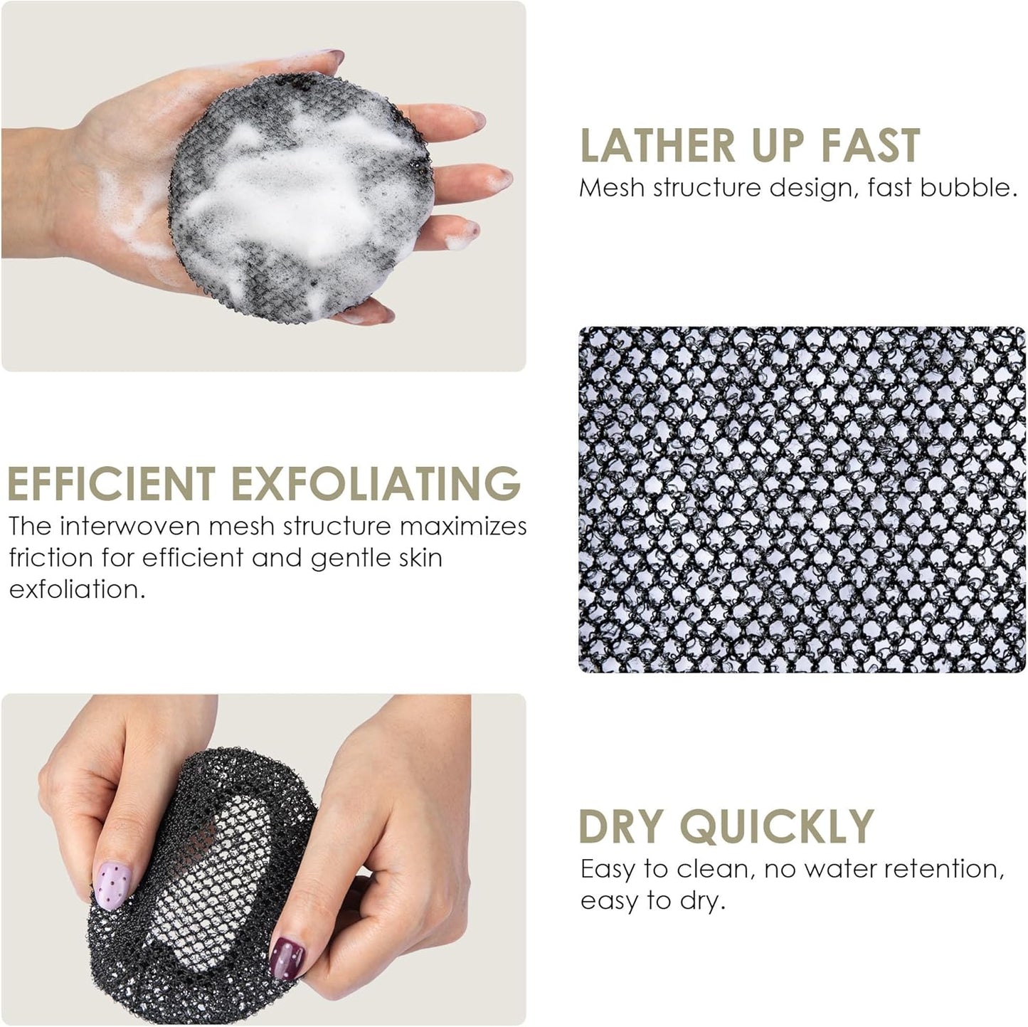 INNERNEED Duschbürste aus weichem Silikon in Lebensmittelqualität, Hand-Körperbürste zur Hautreinigung, sanftes Peeling, gute Schaumbildung (Schwarz)