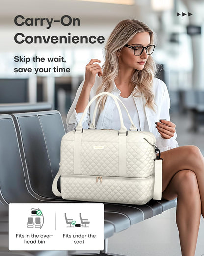 HOTOR Reisetasche - Große Weekender-Tasche für Frauen, Handgepäck mit Schuhfach, Übernachtungstasche mit Kulturtasche für Reiseutensilien und Reisezubehör, Schwarz, 34,0 x 45,0 x 20,0 cm