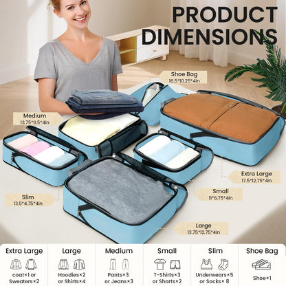 BAGAIL 4er-Set Kompressions-Packwürfel Reise-erweiterbare Packorganizer (Schwarz, 4er-Set)