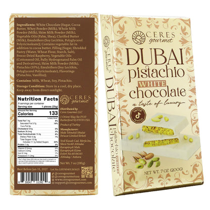 Barra de chocolate crujiente con Knafeh, pistacho, de Dubái, 7 oz | Famosa barra de chocolate con Kunafa de Dubái | Kunafe crujiente con pasta de pistacho | Regalo de postre gourmet