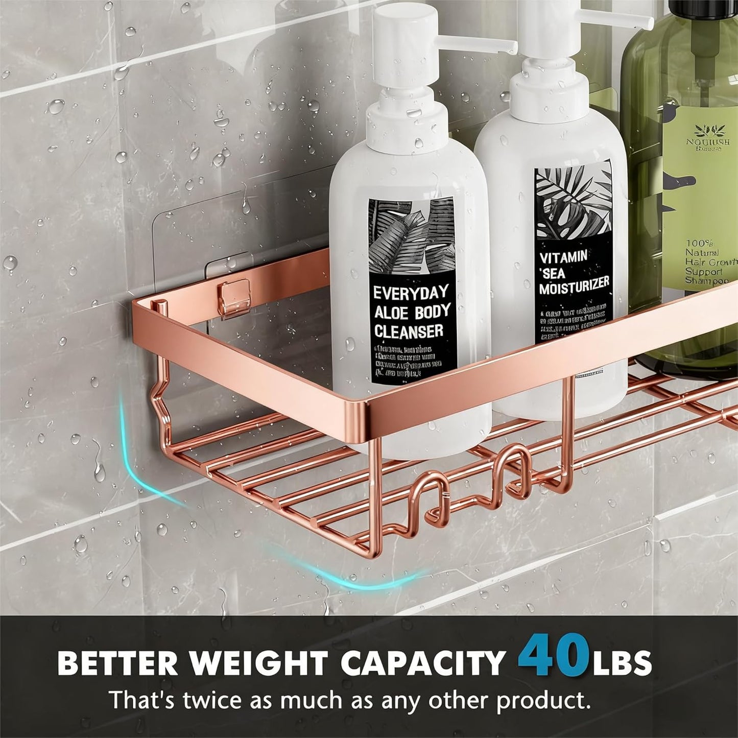 Moforoco Shower Caddy Shelf Organizer Rack, Self Adhesive Black Bathroom Shelves Basket, Home Farmhouse Wall Shower Inside Organization and Storage Decor Rv Accessories, First Apartment Essentials