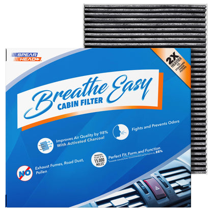 Spearhead Odor Defense Breathe Easy AC & Heater Cabin Filter | Fits Select 2016-2025 Toyota, Lexus, Subaru, 2016-2023 CX-9 Like OEM | Up to 25% Longer Lasting w/Activated Carbon (BE-157)