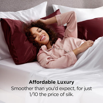Bedsure Satin-Kissenbezug, Queen-Size, 2er-Pack, Seidenkissenbezügen ähnlich, seidige Kissenhüllen mit Hotelverschluss, Raumdeko, Valentinsgeschenke für Frauen und Männer, Grau, 50x75 cm