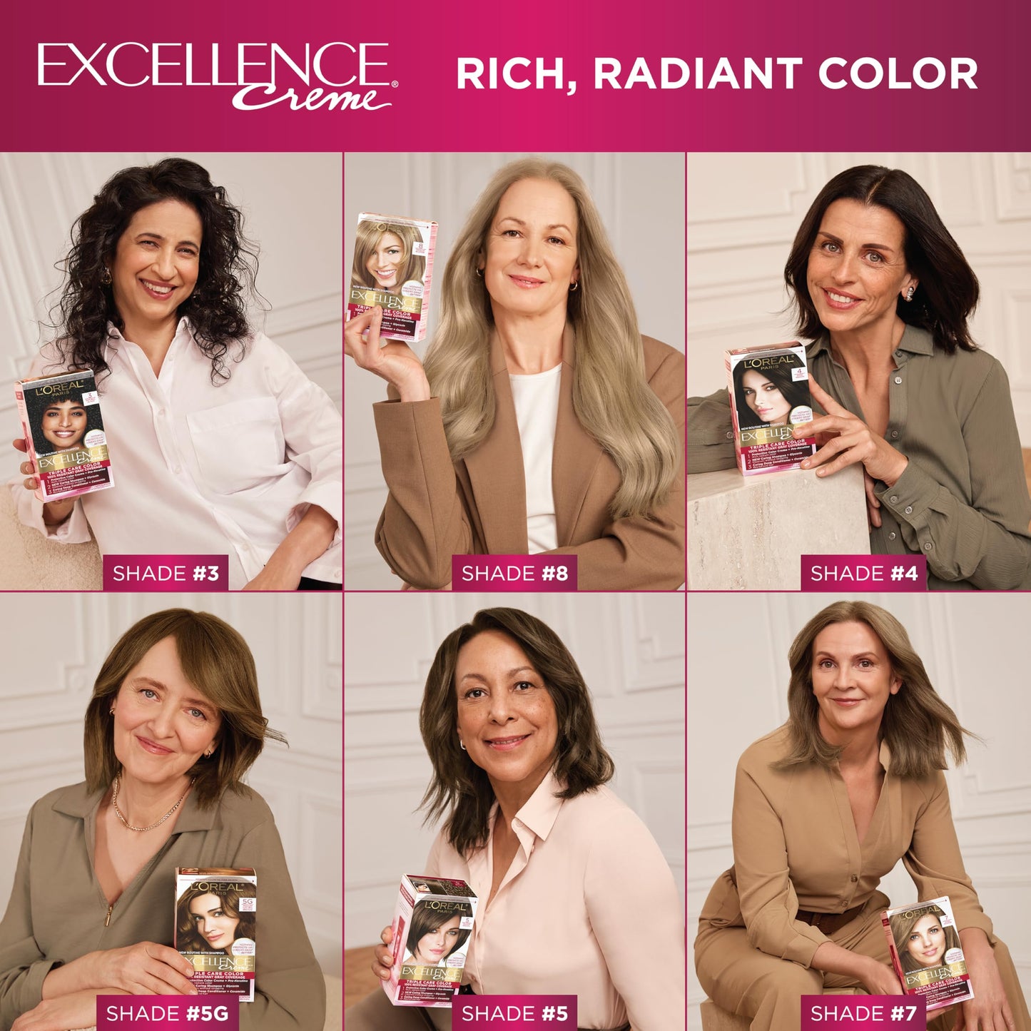 L'Oréal Paris Excellence Crème Permanente Haarfarbe, dreifache Pflegehaarfarbe mit Hyaluronsäure für 100% Grauabdeckung, 4AR Dunkles Schokobraun, 1 Packung (Verpackung kann variieren)