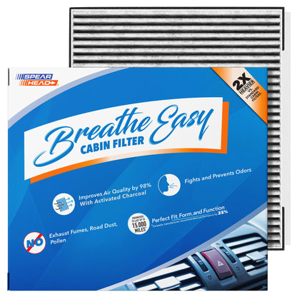 Spearhead Odor Defense Breathe Easy AC & Heater Cabin Filter | Fits Select 2016-2025 Toyota, Lexus, Subaru, 2016-2023 CX-9 Like OEM | Up to 25% Longer Lasting w/Activated Carbon (BE-157)