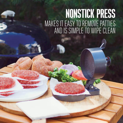 Weston Burger Press, Makes 4 1/2" Diameter Patties for Hamburger, Crab Cakes, Sausage, 1/4lb to 3/4lb, with Spring Ejector for Easy Removal, Single, Non-stick Heavy-Duty Cast Aluminum (07-0310-W)