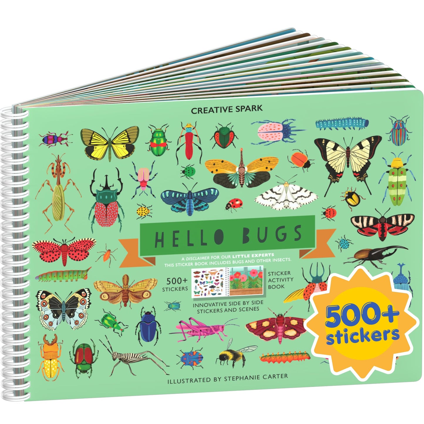 CUPKIN Animals Habitat 500+ Kids Sticker Book Toddler Airplane Travel Activity Coloring and Sticker Book, Road Trip Essentials, 12 Coloring Pages + 12 Scenes for Ages 2–8 Years