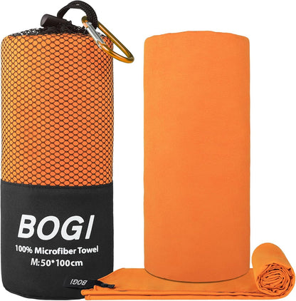 BOGI Mikrofaser Reise-Sporthandtuch – Schnelltrocknendes Handtuch, weiches, leichtes Mikrofaser Campinghandtuch, saugfähiges, kompaktes Reisehandtuch für Camping, Fitnessstudio, Strand, Bad, Yoga, Schwimmen, Rucksacktouren (M:40''x20''-Dunkelblau)
