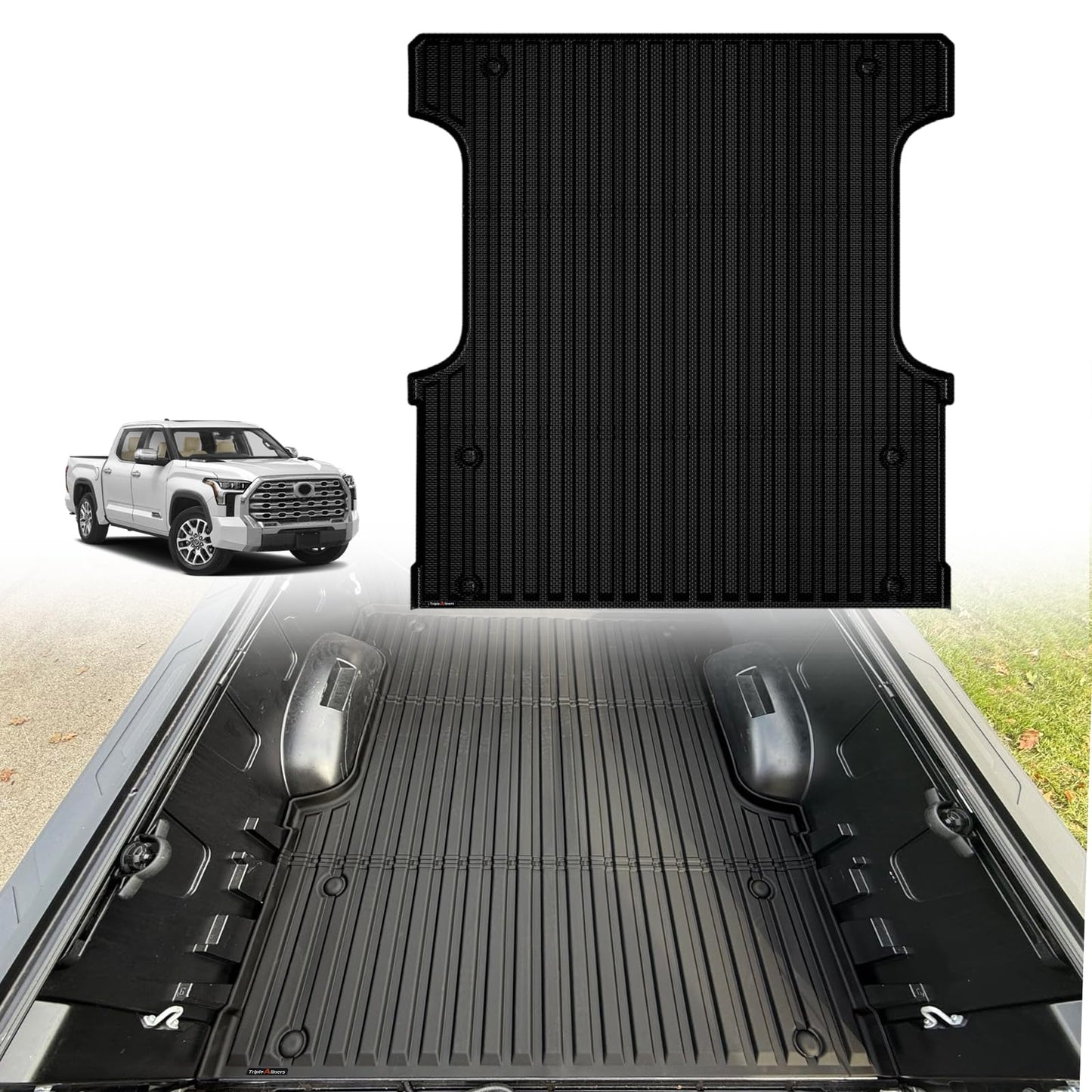 TripleAliners Truck Mat Compatible with 2019-2026 Chevy Silverado 1500 / GMC Sierra 1500 6.6FT Accessories, Truck Bed Mat Heavy Duty Custom Fit All Weather Protection TPE Pickup Liner, Standard Bed