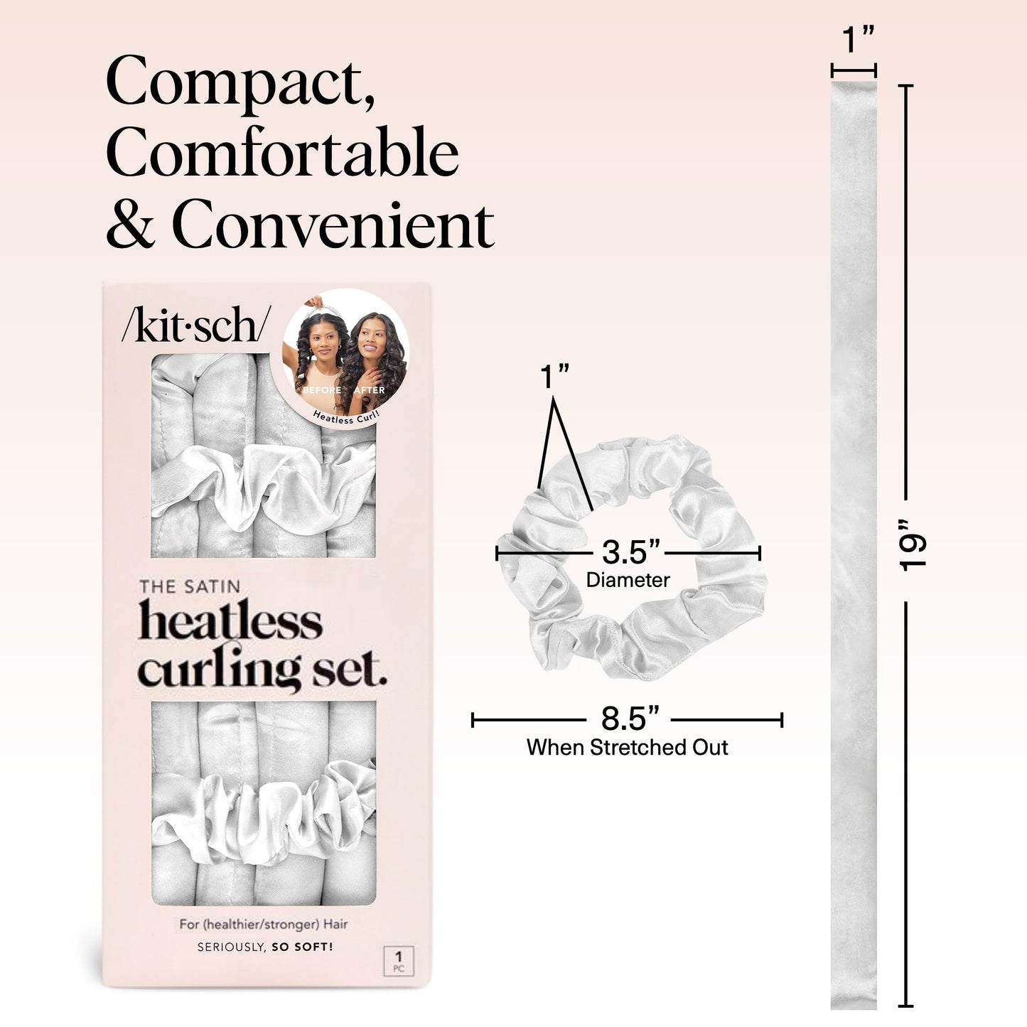 Kitsch Satin Heatless Lockenwickler Set – Hitzefreie Locken über Nacht mit 34" Haarwickler & 2 Satin Scrunchies – Bequeme Haarwickler zum Schlafen für frizzfreies, hitzefreies Styling – Sunset Tie Dye