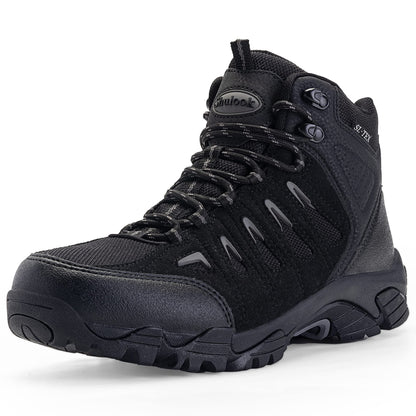 SHULOOK Men's Waterproof Hiking Boots Non-Slip Lightweight Mid Top Ankle Boot Breathable Hiker Trekking Shoes