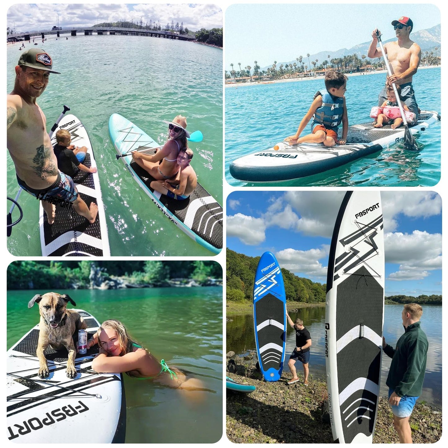 FBSPORT 11' Premium Stand Up Paddle Board, Yoga Board with SUP Accessories & Carry Bag | Wide Stance, Surf Control, Non-Slip Deck, Leash, Paddle and Pump for Youth & Adult