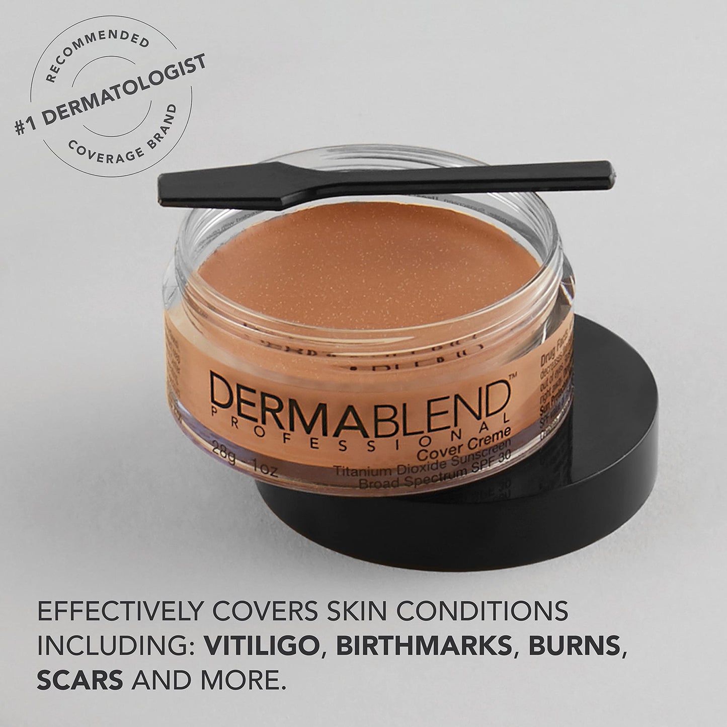 Dermablend Cover Crème Full Coverage Foundation Makeup, Hydrating Cream Concealer for Dark Circles and Blemishes, Maximum Coverage with Mineral Sunscreen SPF 30, 1 OZ