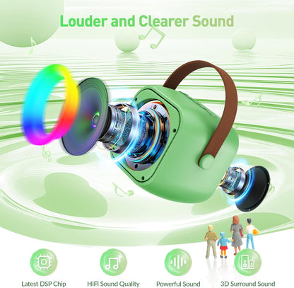 Mini Karaoke Machine for Kids Adults, Portable Bluetooth Speaker with 2 Wireless Microphone, Birthday Gifts for Girls Boys Ages 4, 5, 6, 7, 8, 9, 10, 12+ Years Old (Pinkcolor)