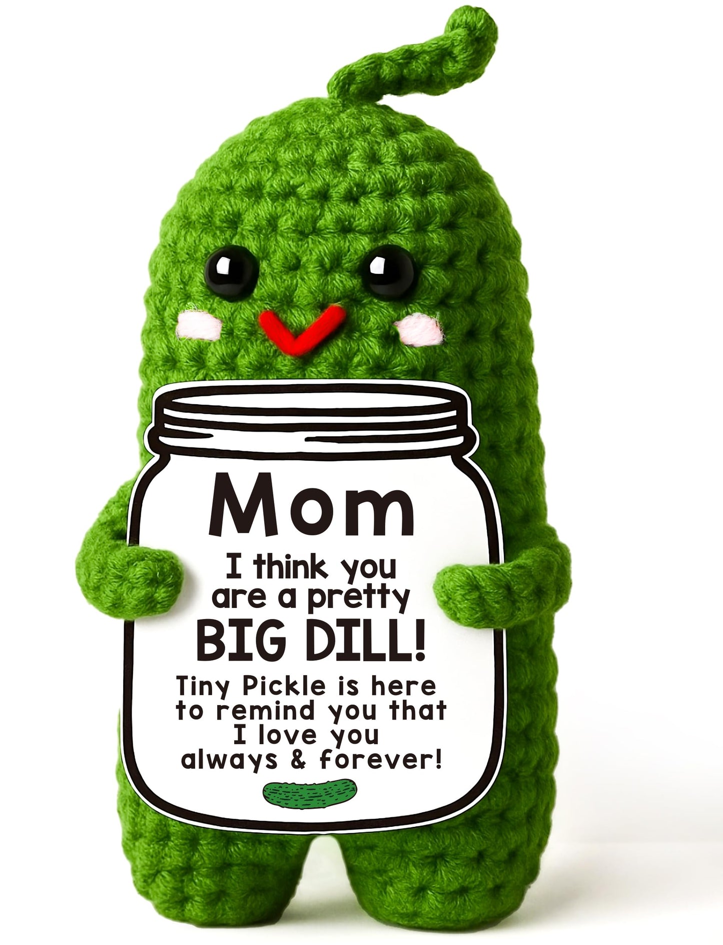 MAMAGIFTREE Fathers Day Dad Birthday Gifts from Daughter or Son,Handmade Crochet Pickle -I Love Best Daddy Ever Gift Thank You Daddy Funny Emotional Care Desk Decor