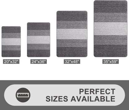 Grandaily Fußmatte für Innenbereich, 50 x 80 cm, rutschfest, Schmutzfänger, saugfähig, für die Haustür, waschbar, gestreift, für den Innenbereich, flach, Willkommensmatte, Eingangsmatte, Grau