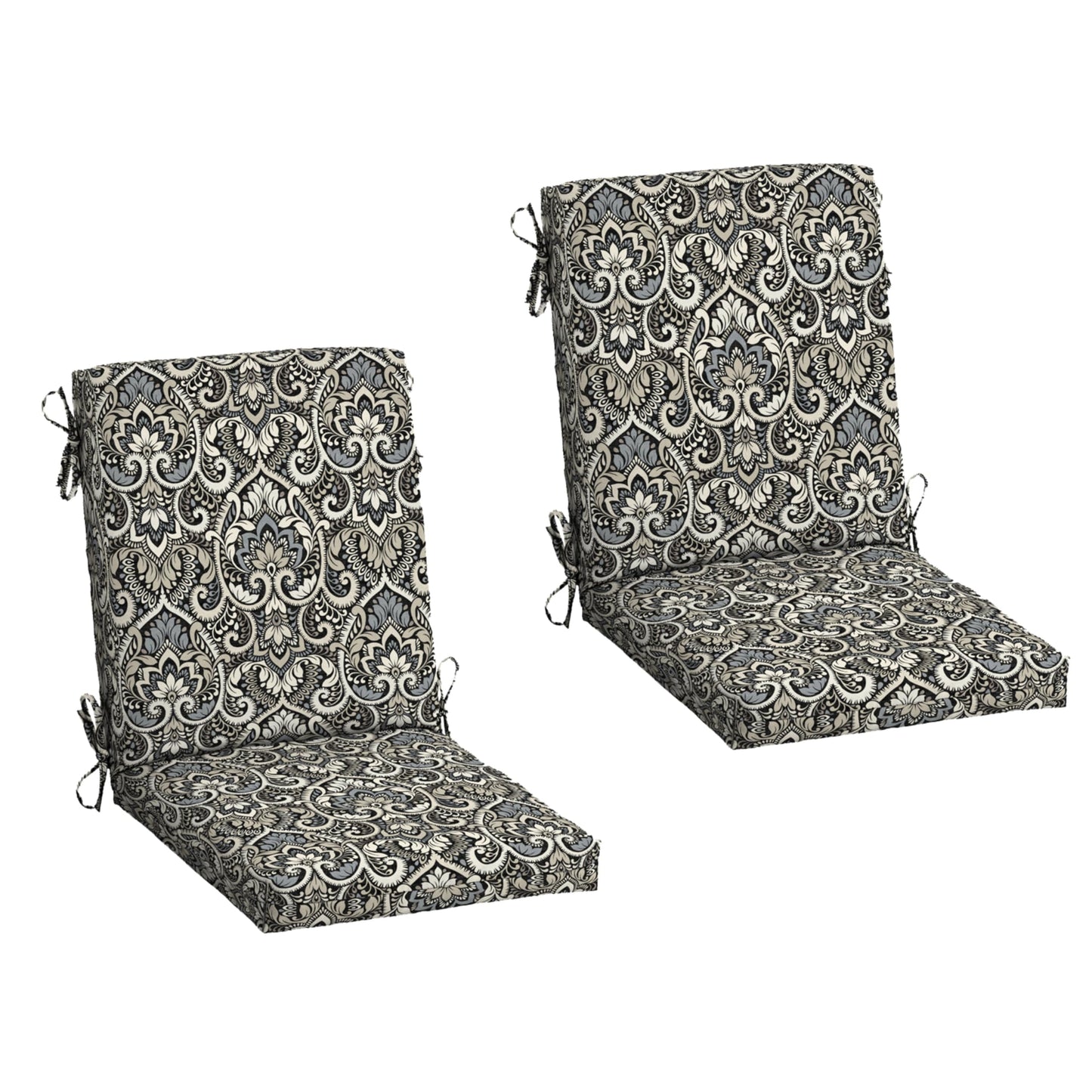 Arden 2-Pack Outdoor Patio Dining Chair Cushion, 20x44, Rain-Proof Seat Pad, Fade-Resistant Outdoor Cushion Black Cabana Stripe