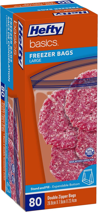 Hefty Basics Gefrierbeutel/Lebensmittelbeutel Großpackung 80 Stück