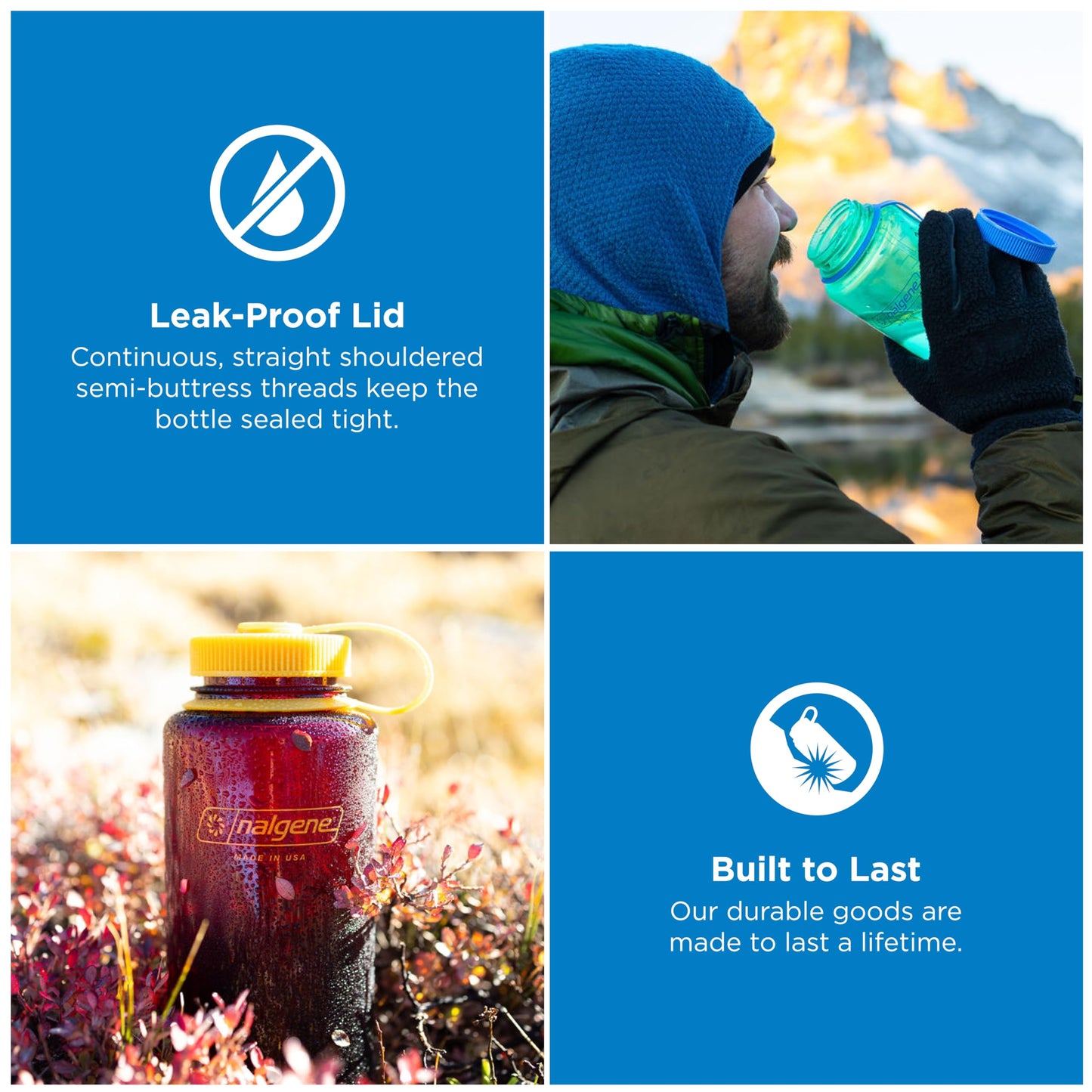 Nalgene 32 oz Wide Mouth Water Bottle | BPA-Free, Durable & Leak Proof, Lightweight Bottle for Hiking & Gym, Work & Travel