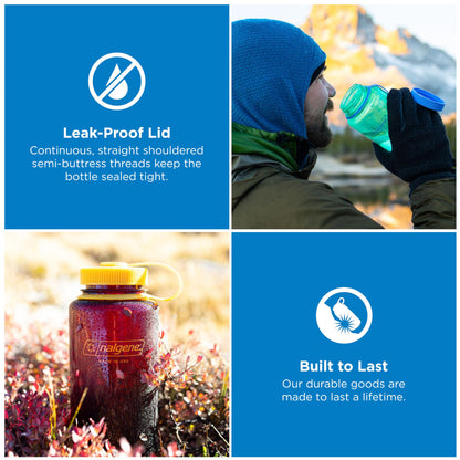 Nalgene 32 oz Wide Mouth Water Bottle | BPA-Free, Durable & Leak Proof, Lightweight Bottle for Hiking & Gym, Work & Travel