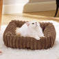 Bedsure ComfyFleece™ Cute Dog Bed for Small Medium Dogs - Washable Furry Puppy Beds, Rectangle Orthopedic Corduroy Fleece Pet Beds with Removable Zipper Cover, 25x21x7inches, Cream