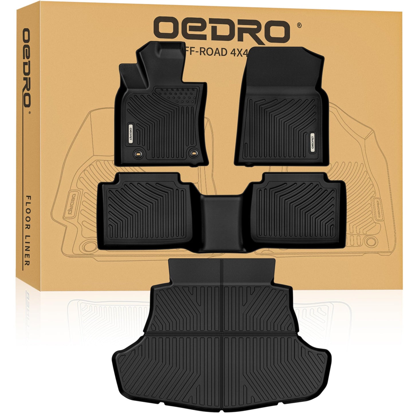 OEDRO Floor Mats Fit for Toyota Camry 2011-2007, Custom Fit Front & 2nd Row Floor Liner Set, TPE All Weather Protection Camry Car Mats, Black