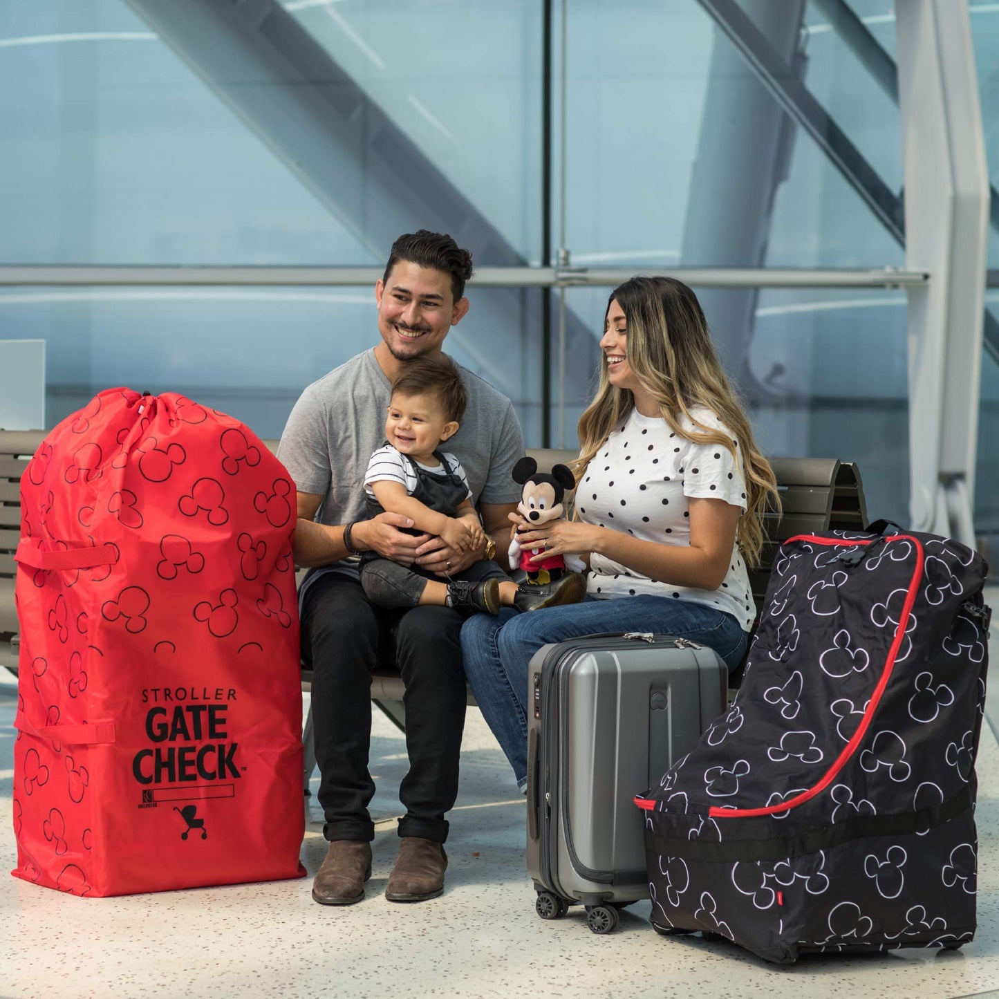 J.L. Childress Gate Check Bag for Single & Some Double Strollers - Travel Bag for Airplane, Fits Most Standard Baby Strollers, Airport Accessories Gate Check, Flying Essentials - Neon Blue