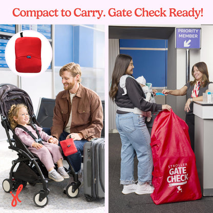 J.L. Childress Gate Check Bag for Single & Some Double Strollers - Travel Bag for Airplane, Fits Most Standard Baby Strollers, Airport Accessories Gate Check, Flying Essentials - Neon Blue