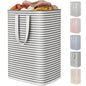 Lifewit 2 Pack Laundry Basket 80L Each, Collapsible Clothes Hamper with Reinforced Handles, Freestanding Waterproof Design for Bedroom and Laundry Room, Grey 160L Total