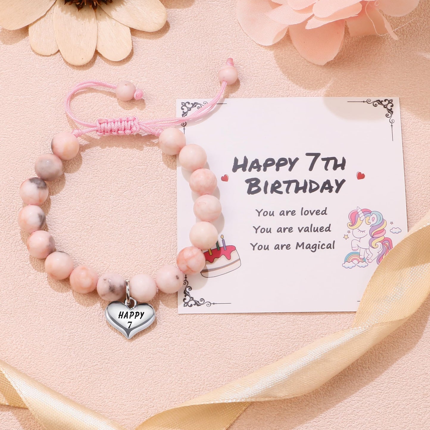 Sereney 5 Jahre altes Mädchen Geburtstagsgeschenkideen, verstellbares rosa-weißes Perlenarmband als Fünf-Jahres-5-Jahre-altes 5. Geburtstagsgeschenk für Teenager-Mädchen, Tochter, Nichte, Enkelin