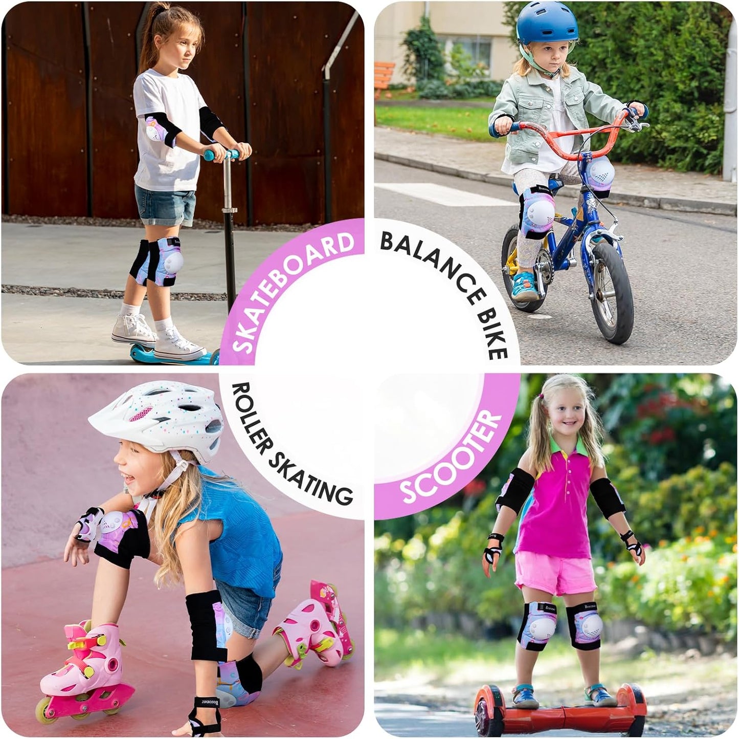 Kinder/Jugend Knieschoner Ellenbogenschoner Protektoren Set für Inlineskates Rollschuhe Radfahren BMX Fahrrad Skateboard Inline-Skating Scooter Fahren Sport