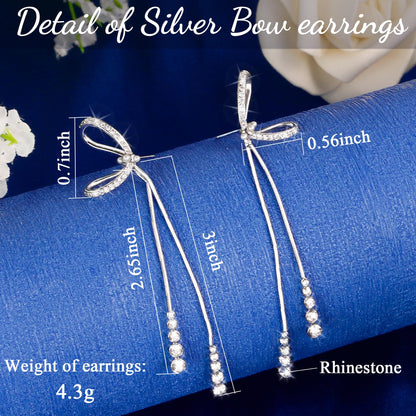 Trinckle Silber Tropfenohrringe mit Perlen, Silber Hängeohrringe für Frauen 5mm Brautperlen Lange Ohrringe für Muttertag, Weiß Boho Accessoires Hochzeitsschmuck, Silber Statement Ohrringe für Abschlussball Geburtstag
