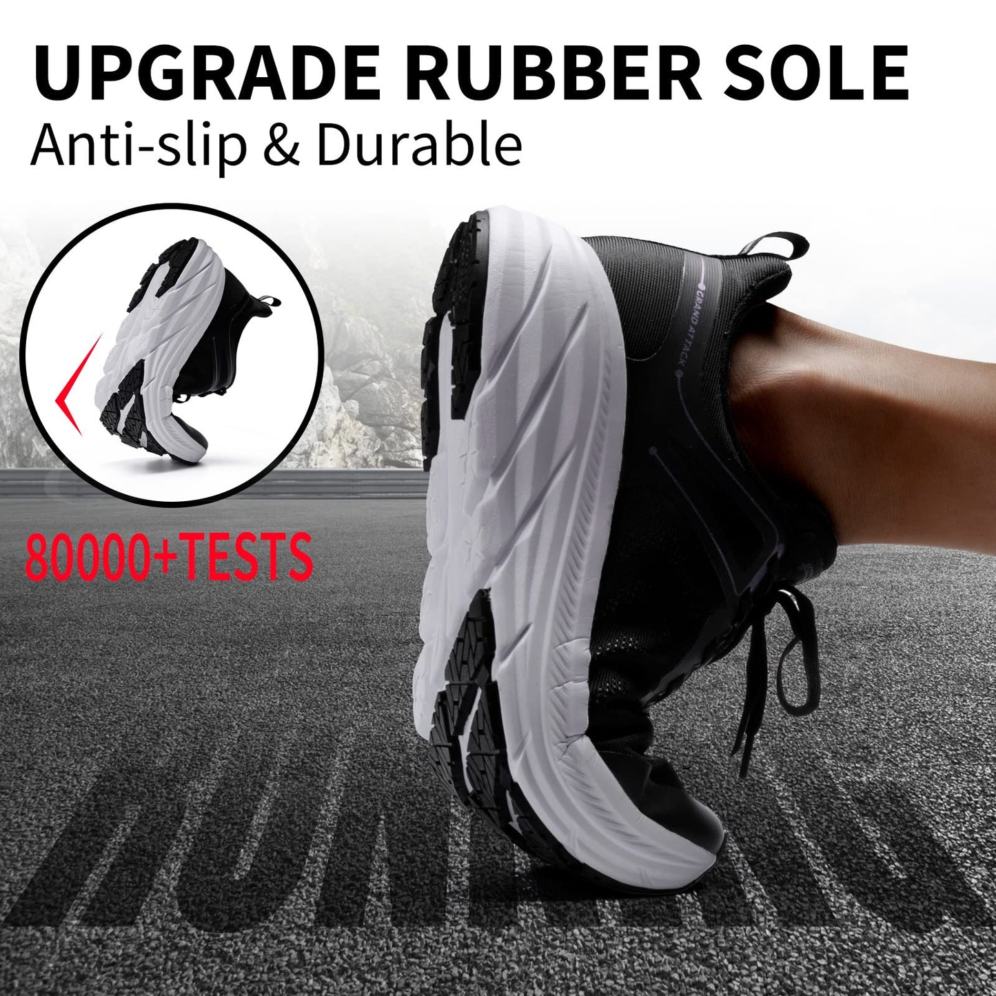 Grand Attack Men's Road Running Walking Shoes | Max Cushioned Comfort | Durable Non-Slip | Breathable Athletic Tennis Cross-Training Sneakers