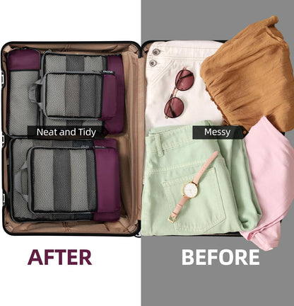 BAGAIL 4er-Set Kompressions-Packwürfel Reise-erweiterbare Packorganizer (Schwarz, 4er-Set)