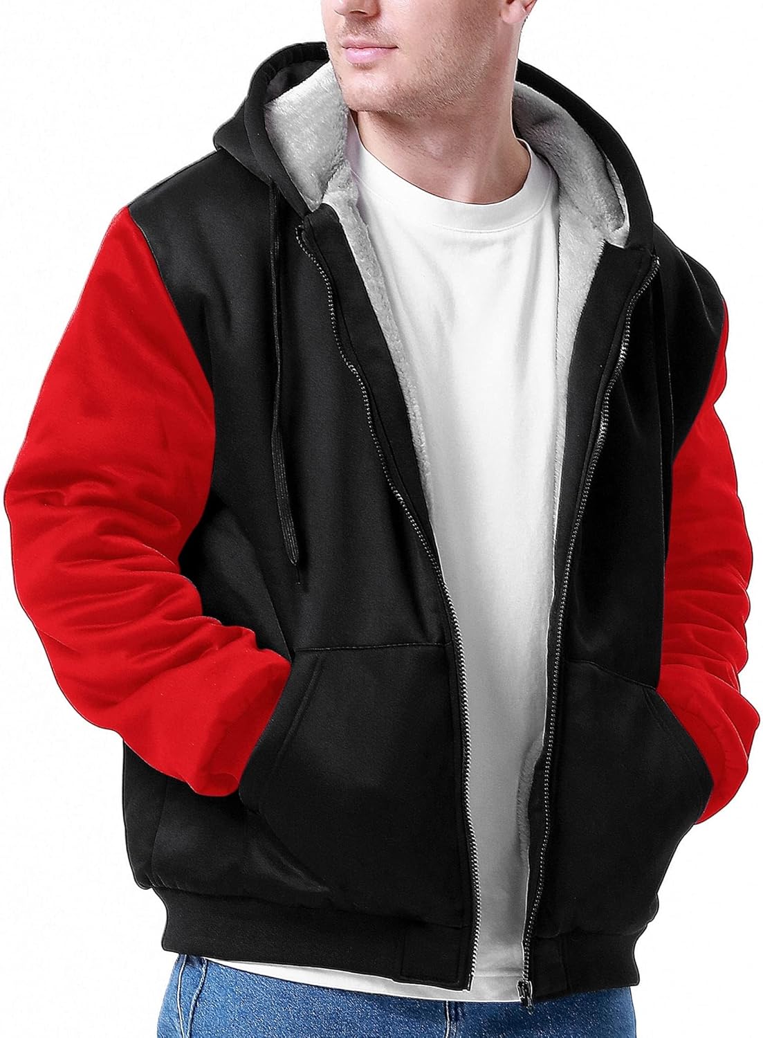 Herren-Hoodie, schweres Fleece-Futter, verdickt, warm, mit Kängurutasche für Outdoor und Freizeit