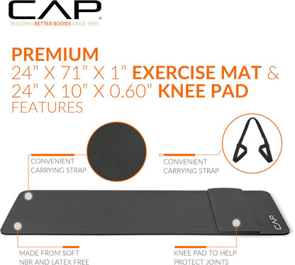 CAP Barbell Yogamatte mit hoher Dichte, 1,27 cm, mit Tragegurt | Mehrere Optionen