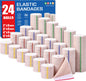 AZEN Premium 8 Pack Elastic Bandage Wrap (2x2", 2x3", 2x4", 2x6"), Compression Wrap Bandage for Legs, Ankle, Knee, Tummy, Body, Latex-Free, Lymphedema Wraps for Legs
