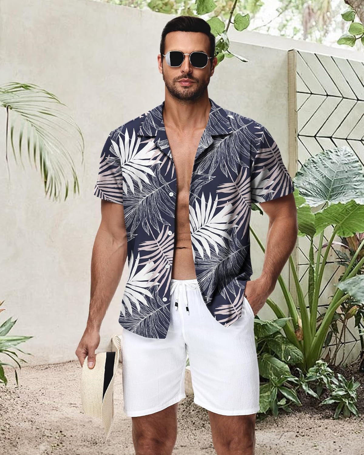 HMIYA Herren Hawaiihemden Kurzarm Button-Up Hemd Herren S-3XL