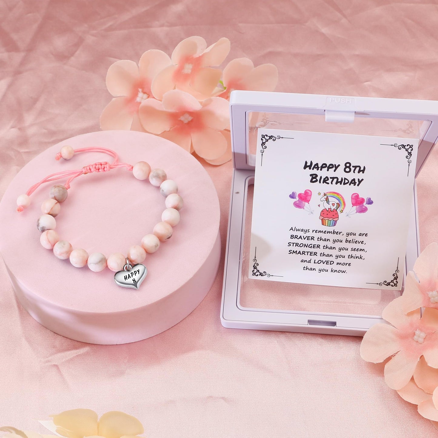 Sereney 5 Jahre altes Mädchen Geburtstagsgeschenkideen, verstellbares rosa-weißes Perlenarmband als Fünf-Jahres-5-Jahre-altes 5. Geburtstagsgeschenk für Teenager-Mädchen, Tochter, Nichte, Enkelin