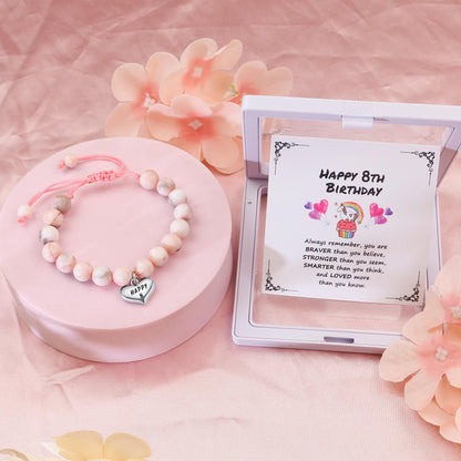 Sereney 5 Jahre altes Mädchen Geburtstagsgeschenkideen, verstellbares rosa-weißes Perlenarmband als Fünf-Jahres-5-Jahre-altes 5. Geburtstagsgeschenk für Teenager-Mädchen, Tochter, Nichte, Enkelin