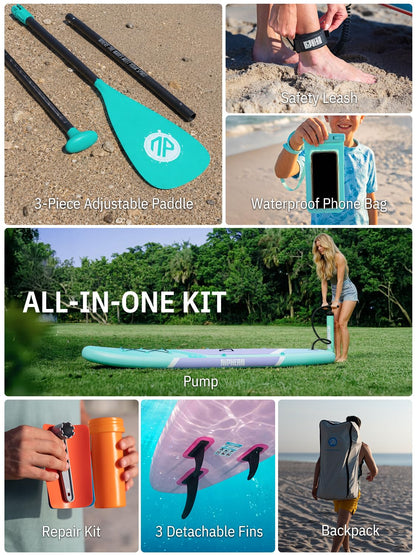 Niphean Inflatable Stand Up Paddle Board with SUP Accessories, Anti-Slip EVA Deck, 10’6’’ Inflatable Paddle Boards for Adults & Youth of All Skill Levels