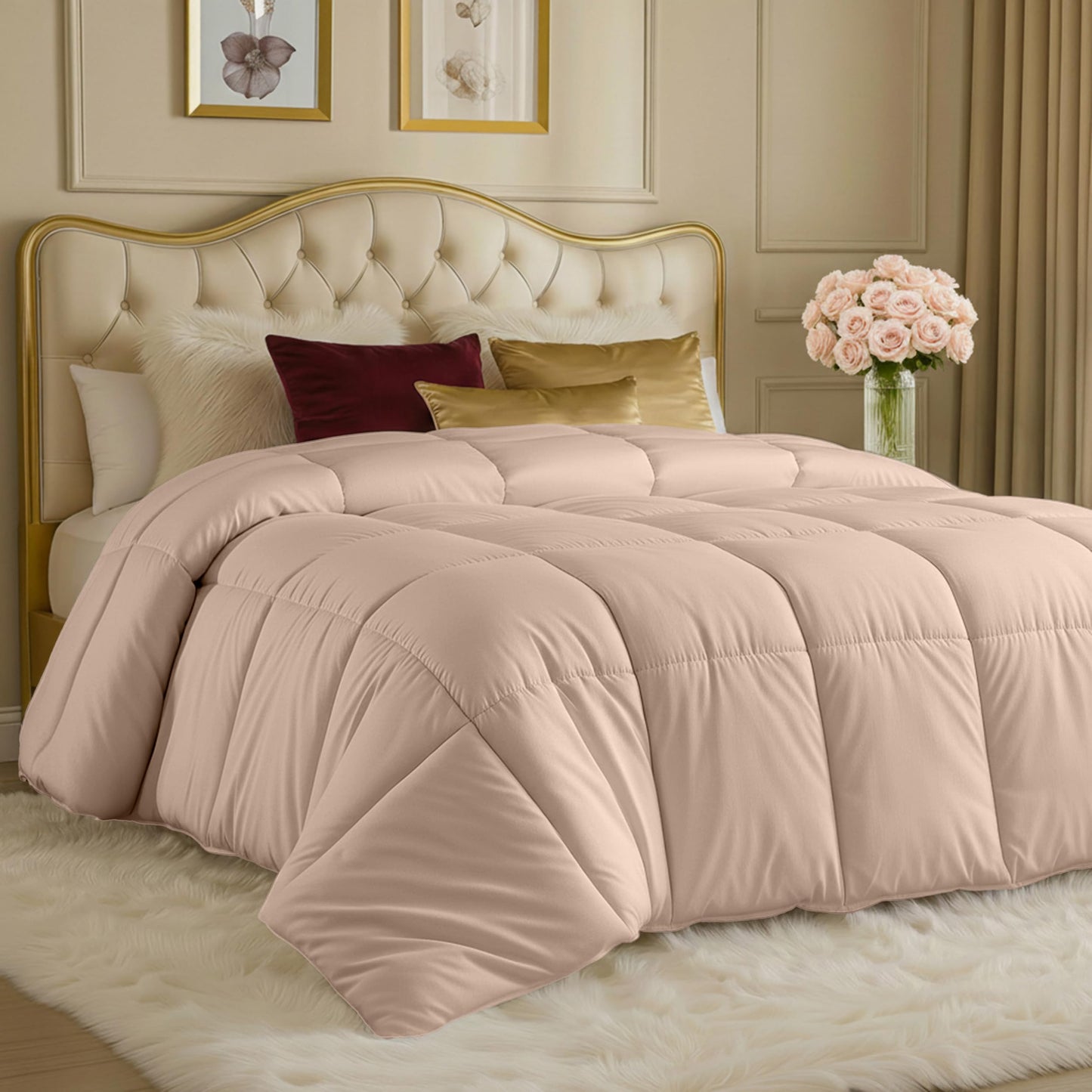 Utopia Bedding Steppbetten Queen-Größe, Ganzjahres-Bettdeckeneinlage, Daunenalternative Box-gesteppte Bettdecke mit Ecklaschen, Maschinenwaschbar (Weiß)
