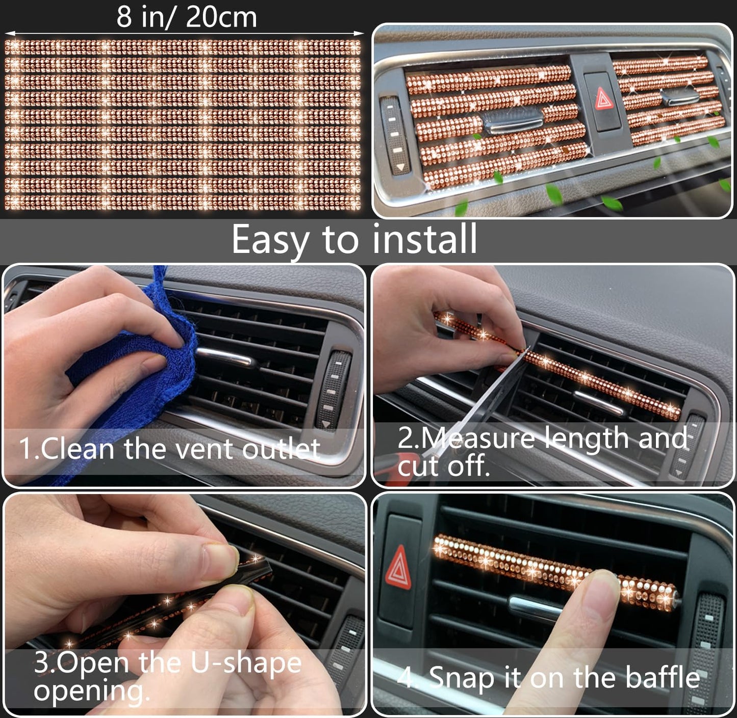 NBTEPEM 27-Piece Bling Car Accessories Set - Universal Fit Steering Wheel Covers, License Plate Frames, Phone Holder, Car Fast Charger, Coasters (Pink)