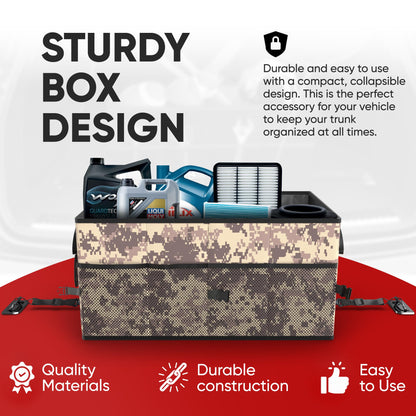 FORTEM Car Trunk Organizer, Collapsible Multi Compartment Car Organizer, Foldable SUV Storage for Car Accessories for Women Men, Non Slip Bottom, Securing Straps, Soft Cover 50L (Black, Standard)