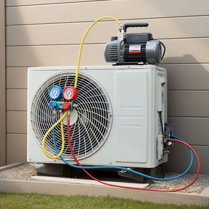 XtremepowerUS 3CFM 1/4HP Vacuum Pump HVAC R134a, R12, R22, R410a, A/C Refrigeration R134 Can Tap Adapter, R134 Quick Connector AC Manifold Gauge Air Conditioner Oil Bottle w/Bag